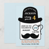 Cute Bowler Hat and Monocle Any Age Birthday Party 招待状 (正面/裏面)