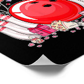 Cute Bowling Ll Valentine Heart Lover Player Bowle ポスター (角)