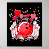 Cute Bowling Ll Valentine Heart Lover Player Bowle ポスター (正面)