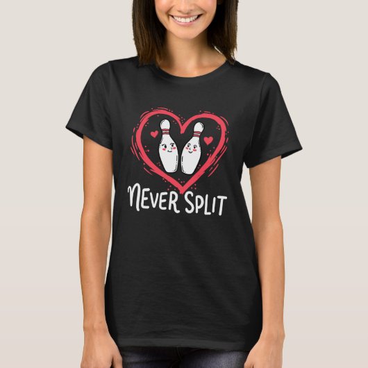 Cute bowling partner cones ladies Valentine s Day Tシャツ (正面)