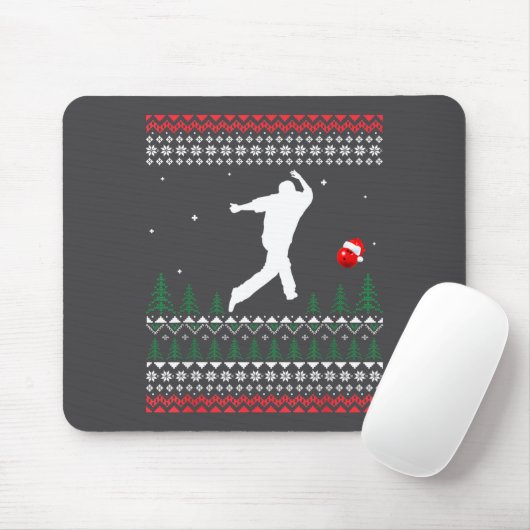 Cute Bowling Player Santa Claus Hat Ugly Christmas マウスパッド (マウス)