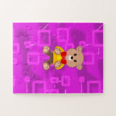 Cute Bowtie Teddy Bear Pink Geometric  ジグソーパズル (横)