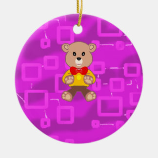 Cute Bowtie Teddy Bear  Spaceship  セラミックオーナメント