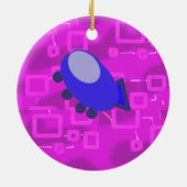 Cute Bowtie Teddy Bear  Spaceship  セラミックオーナメント (裏面)