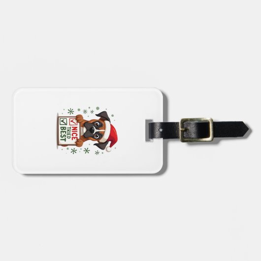 Cute Boxer dog Dog Christmas Nice Tried my Best ( ラゲッジタグ (正面横)