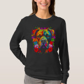 Cute Boxer Dog Flowers Tシャツ (正面)