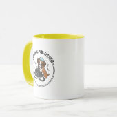 Cute Boxer Dog Photographer Cartoon Yellow Blue マグカップ (正面左)