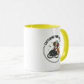 Cute Boxer Dog Photographer Cartoon Yellow Blue マグカップ (正面右)