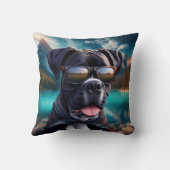 Cute Boxer Dog with Shades クッション (裏面)