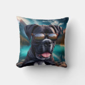 Cute Boxer Dog with Shades クッション (正面)