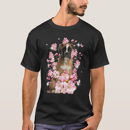 Cute Boxer Mom Flower Happy Mother s Day Love Dog Tシャツ (正面)