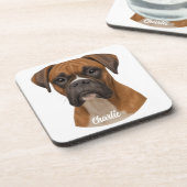 Cute Boxer Personalized Beverage Coaster Set コースター (左側)