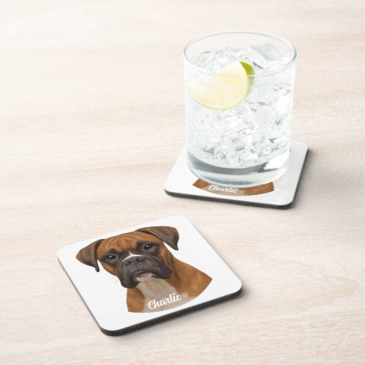 Cute Boxer Personalized Beverage Coaster Set コースター (右側)