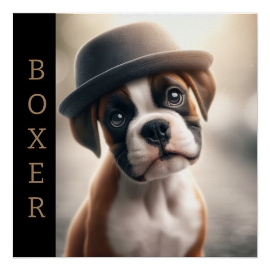 Cute Boxer Puppy – Stylish Dog Art ポスター (正面)