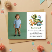 Cute Boy Dinosaur Photo Kids 4th Birthday Party 招待状