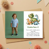 Cute Boy Dinosaur Photo Kids Birthday Party 招待状