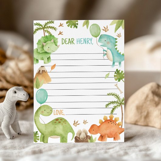 Cute Boy Dinosaur Time Capsule Note Message Card サンキューカード