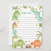 Cute Boy Dinosaur Time Capsule Note Message Card サンキューカード (正面)