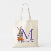 Cute Boy Easter Bunny Initial and Name Tote Bag トートバッグ (裏面)