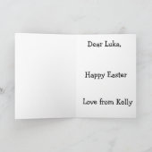 Cute Boy Easter Bunny Personalize カード (内部)