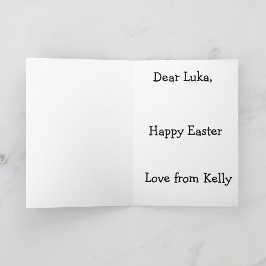 Cute Boy Easter Bunny Personalize カード (内部)