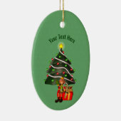 Cute Boy Elf Tree Holiday Personalized セラミックオーナメント (右)