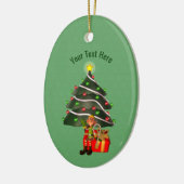 Cute Boy Elf Tree Holiday Personalized セラミックオーナメント (左)