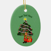 Cute Boy Elf Tree Holiday Personalized セラミックオーナメント (裏面)