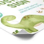 Cute Boy Jungle Dinosaur Birthday Party Table Sign ポスター (角)