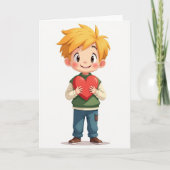 Cute Boy Love Heart Card カード (正面)