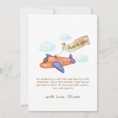 Cute Boy Minimal Aviator Airplane Baby Shower  サンキューカード (正面)