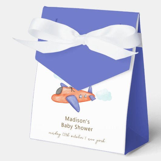 Cute Boy Minimal Aviator Airplane Toy Baby Shower  フェイバーボックス (正面)