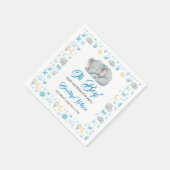 Cute Boy’s Elephant Watercolor Baby Shower スタンダードカクテルナプキン (角)
