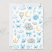 Cute Boy’s Elephant Watercolor Baby Shower 招待状 (裏面)