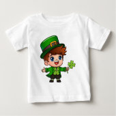 Cute Boy Saint Patrick Costume Holding Lucky  ベビーTシャツ (正面)