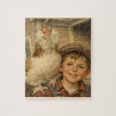 Cute Boy With Chicken Jigsaw Puzzle ジグソーパズル (縦)