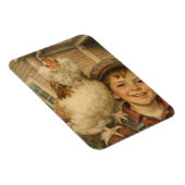 Cute Boy With Chicken Magnet マグネット (右側)