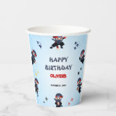 Cute Boys Ninja Warrior Karate kids 3rd Birthday  紙コップ (裏面)