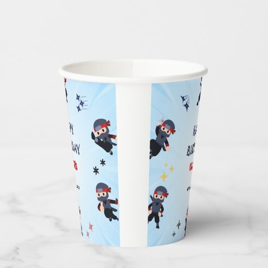 Cute Boys Ninja Warrior Karate kids 3rd Birthday  紙コップ (左)