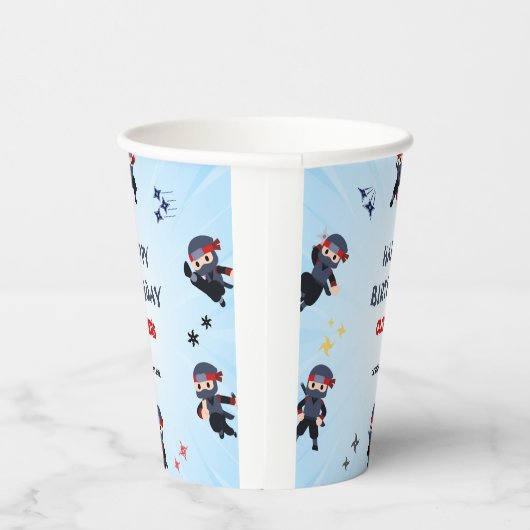 Cute Boys Ninja Warrior Karate kids 3rd Birthday  紙コップ (右)