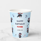 Cute Boys Ninja Warrior Karate kids 3rd Birthday  紙コップ (正面)