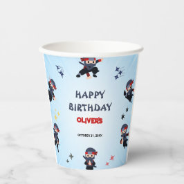 Cute Boys Ninja Warrior Karate kids 3rd Birthday  紙コップ