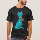 Cute Brachiosaurus Dinosaur With Books Tシャツ (正面)