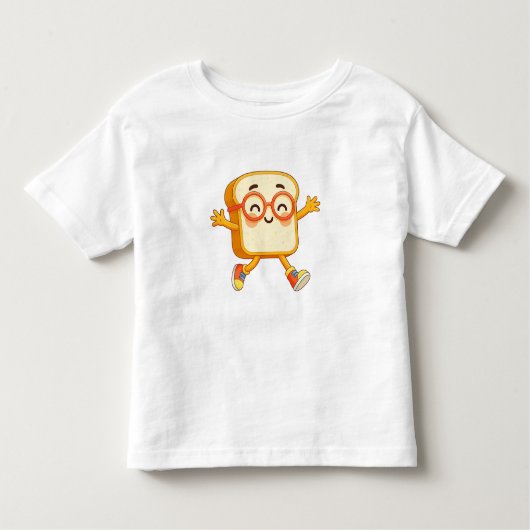 Cute Bread Cartoon Jumping Character トドラーTシャツ (正面)