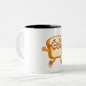 Cute Bread Cartoon Jumping Character Coffee Mug ツートーンマグカップ (正面左)