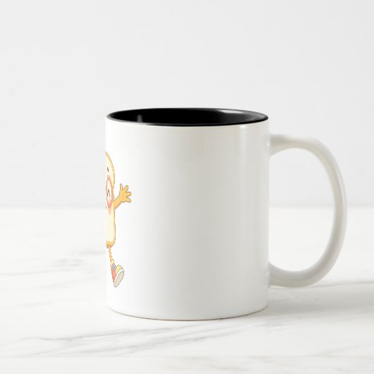 Cute Bread Cartoon Jumping Character Coffee Mug ツートーンマグカップ (右)