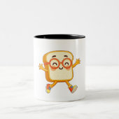 Cute Bread Cartoon Jumping Character Coffee Mug ツートーンマグカップ (中央)