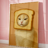 Cute Bread Cat Funny Aesthetic Wall Art Print ポスター