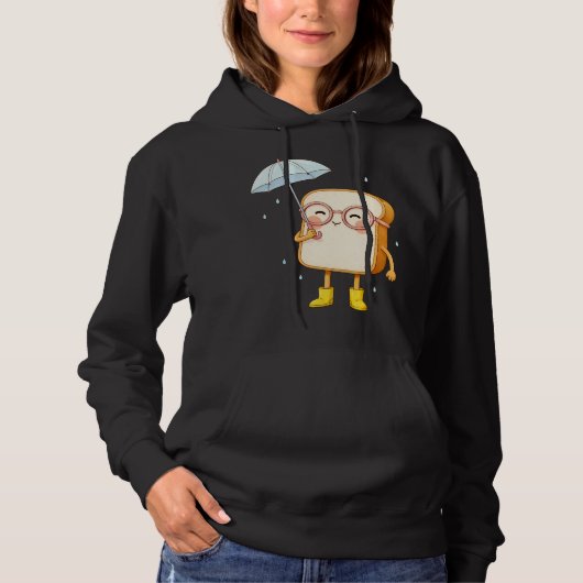 Cute Bread Character with Umbrella – Cozy T-Shirt パーカ (正面)