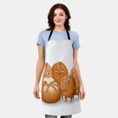 Cute Bread Loaf Family Holding Round Sourdough エプロン (着用した状態)